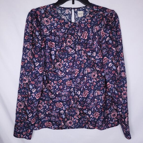 Rebecca Taylor Top Small Navy Floral Keyhole La Vie - Picture 1 of 11